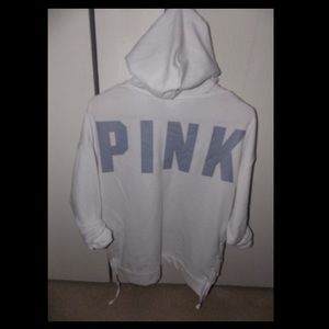 PINK lace up graphic hoodie